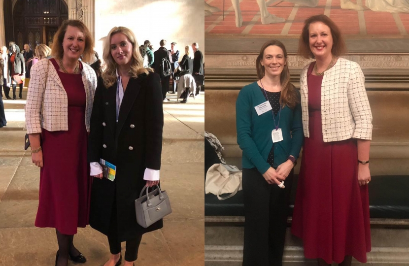 Victoria Prentis MP with Cllr Lucinda Wing and Dr Samantha Decombel