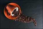 Coffee cup and beans