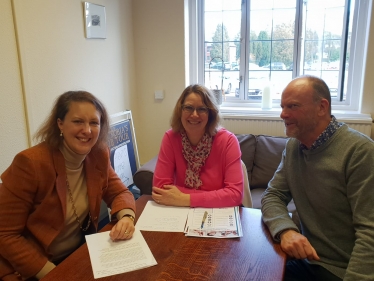 Victoria Prentis MP with Hilary Hall and Keith Mellen.