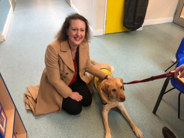 Victoria Prentis MP and Barney the Service Dog